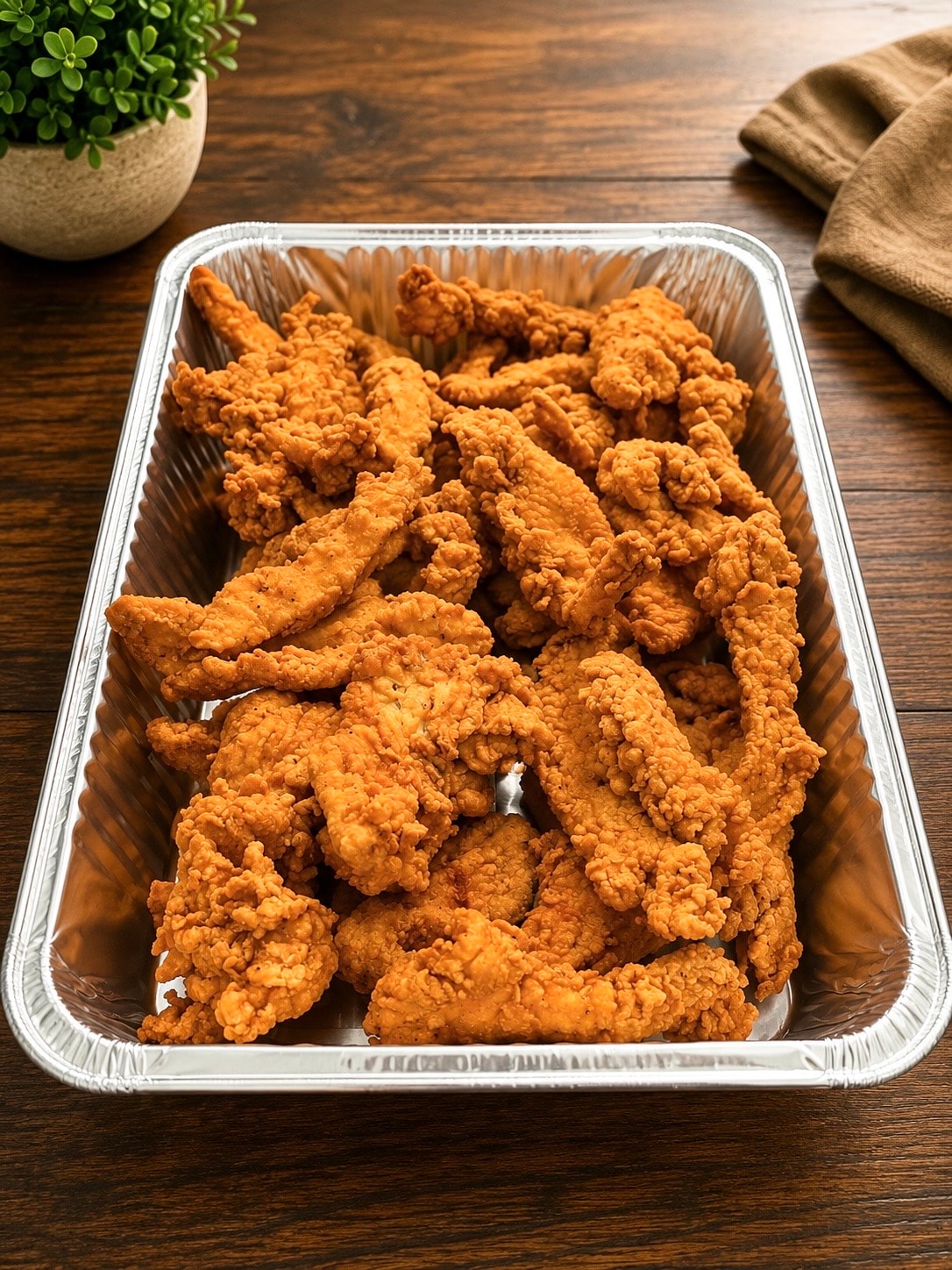 Golden chicken tenders catering tray