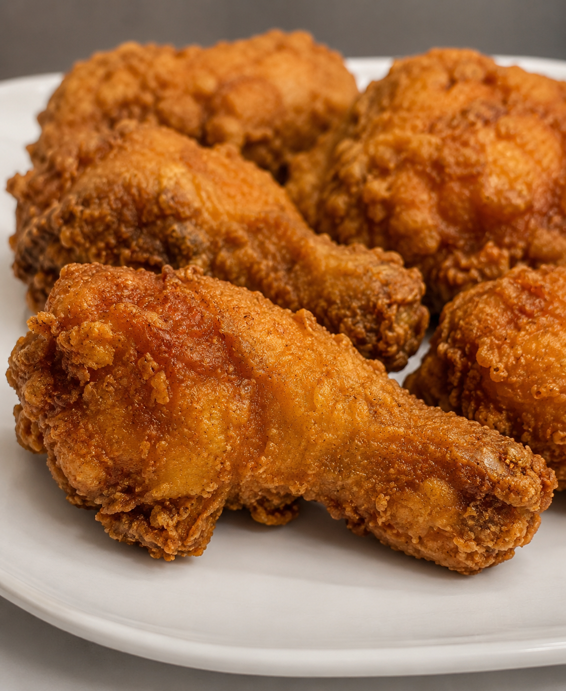 Crispy fried chicken drumsticks on a plate